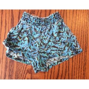 Vintage 90s Kids Shorts Blue Animal Print Cotton‎ USA Made Tot Trends 12 Month